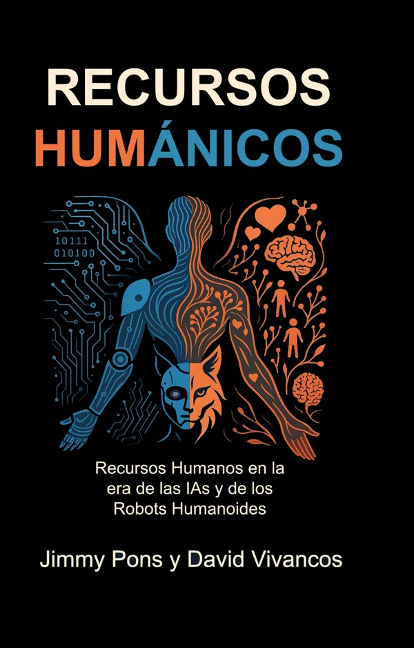 Portada de Recursos Humánicos: una figura mitad circuito azul, mitad naturaleza naranja, con el rostro de un lince